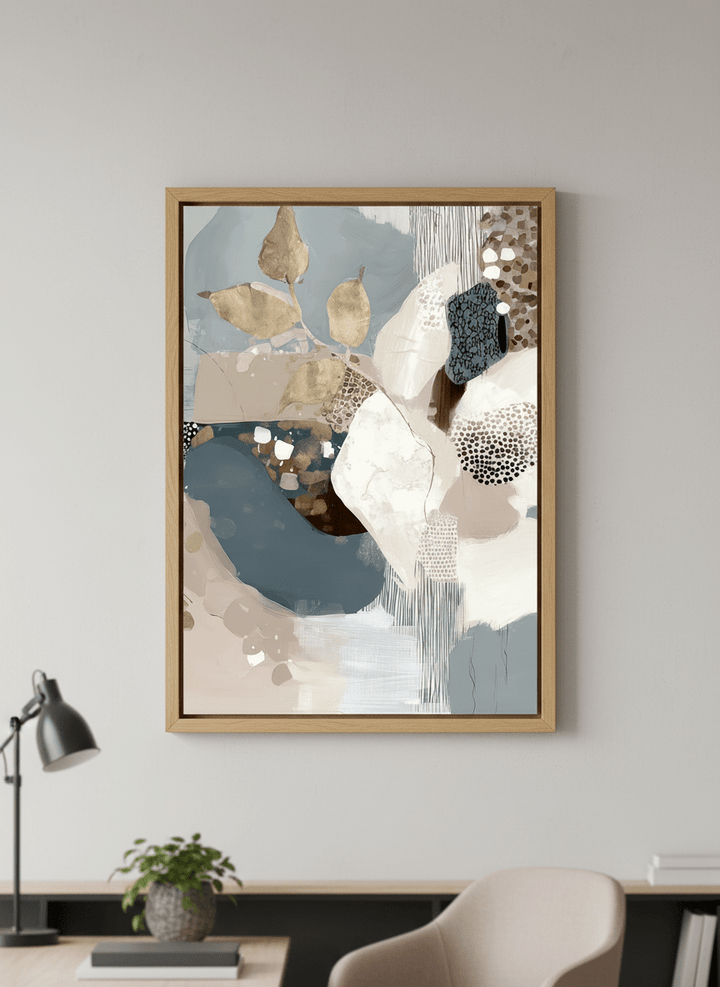 Contemporary wall art featured in a bright modern office workspace