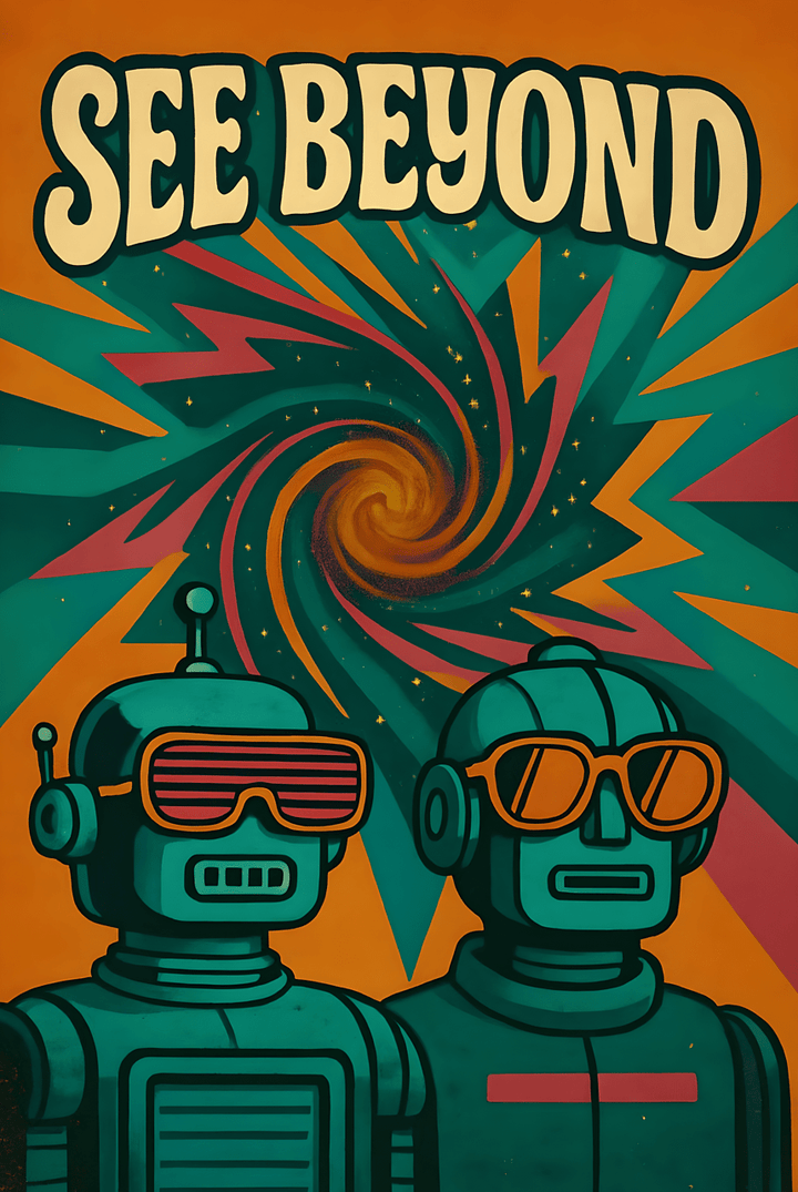 See Beyond Robot Art Poster Vintage Retro Advertisement Robots frame