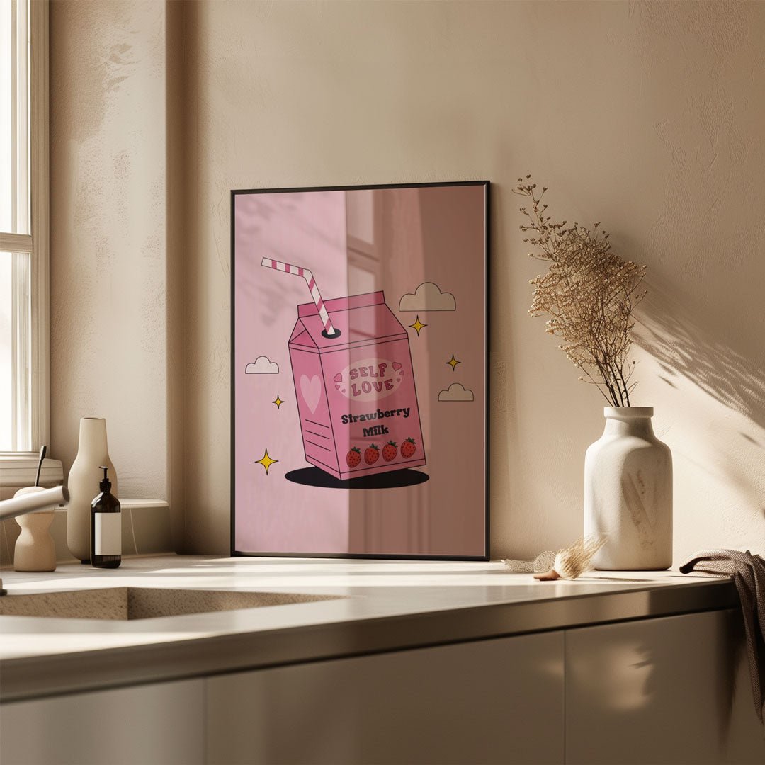 Self Love Strawberry Milk Wall Art - Style My Wall