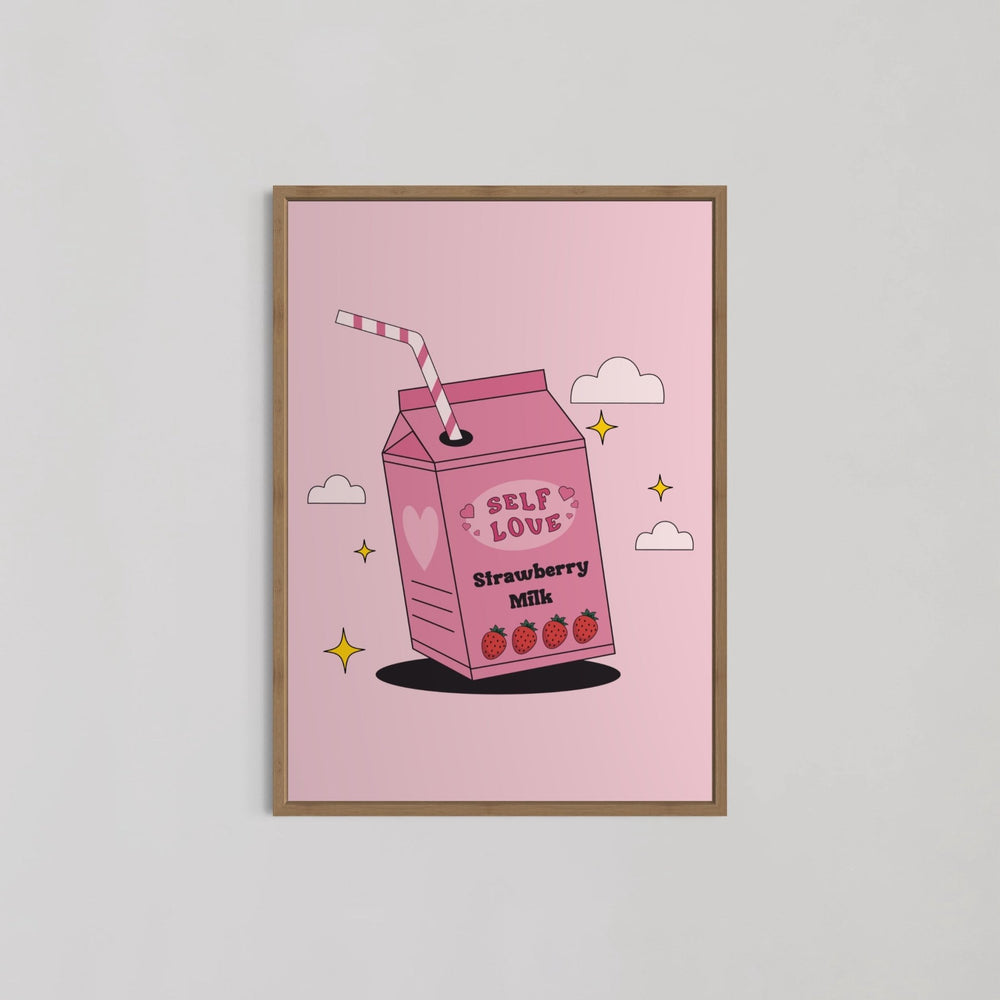 Self Love Strawberry Milk Wall Art - Style My Wall