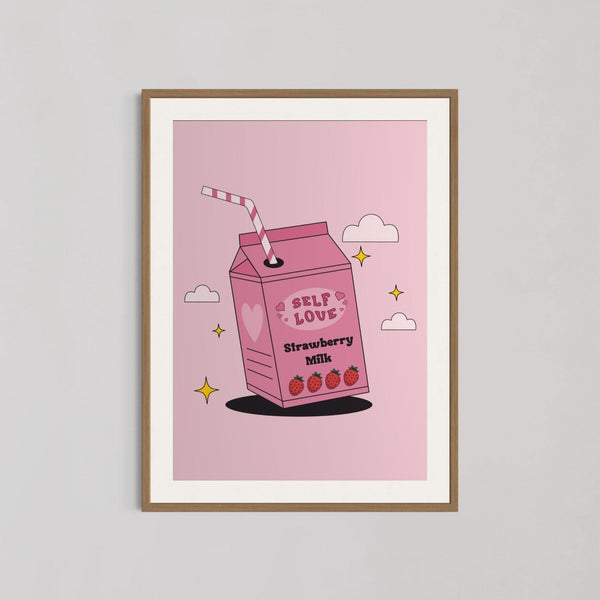 Self Love Strawberry Milk Wall Art