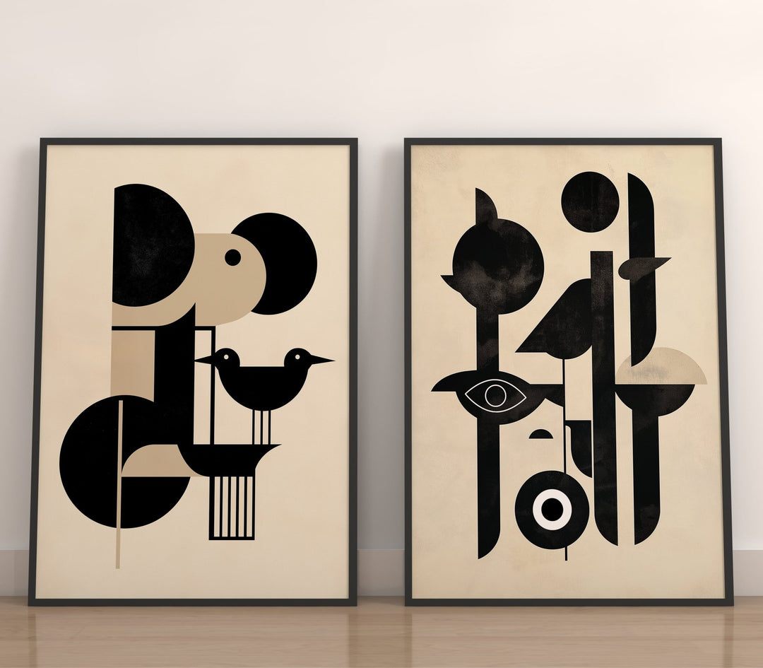 Set of 2 Abstract Geomtric Totem Aviery Wall - Style My Wall