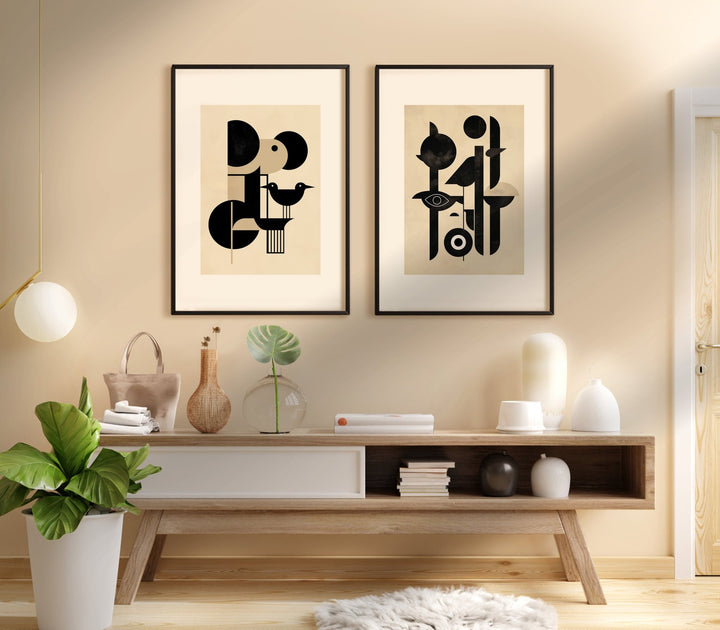 Set of 2 Abstract Geomtric Totem Aviery Wall - Style My Wall