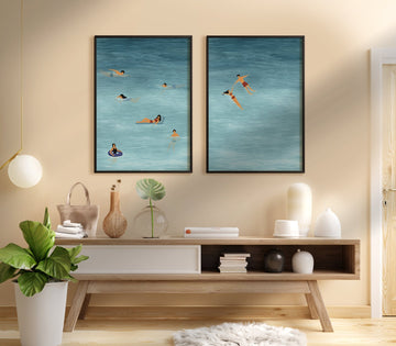 Set of 2 Beach Tranquility Illustration Painting Set wall - art - picture - poster