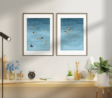 Set of 2 Beach Tranquility Illustration Painting Set wall - art - picture - poster