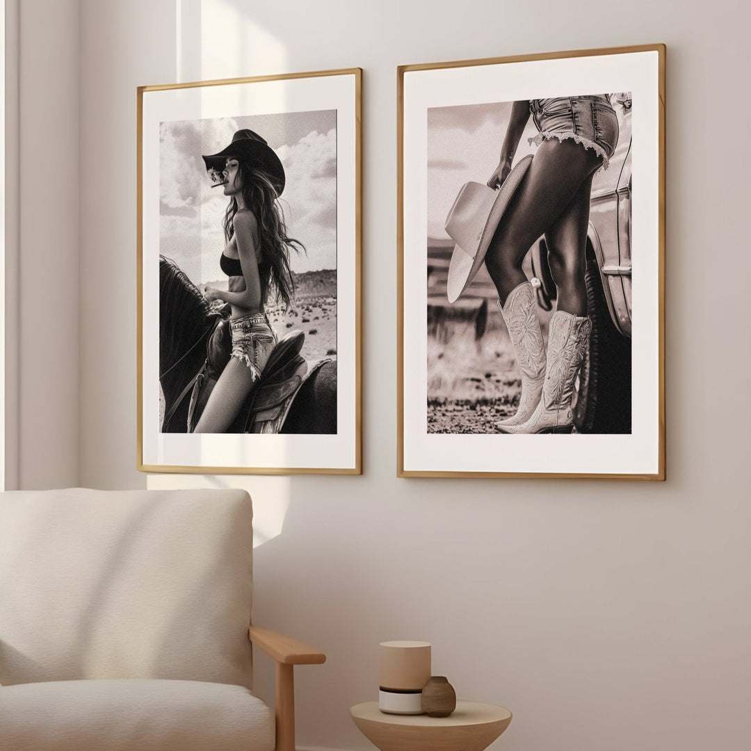 Set of 2 Cowgirl Photography Exhibition Prints wall - art - picture - poster