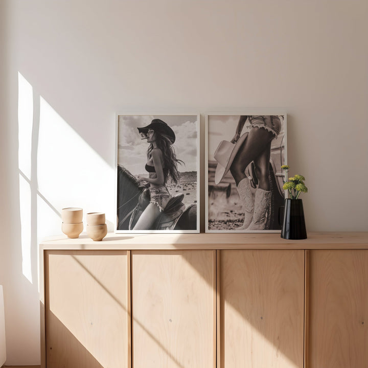 Set of 2 Cowgirl Photography Exhibition Prints wall - art - picture - poster