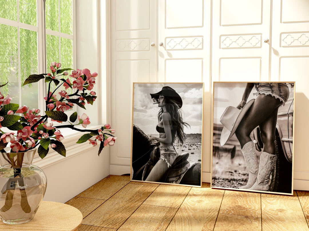Set of 2 Cowgirl Photography Exhibition Prints wall - art - picture - poster