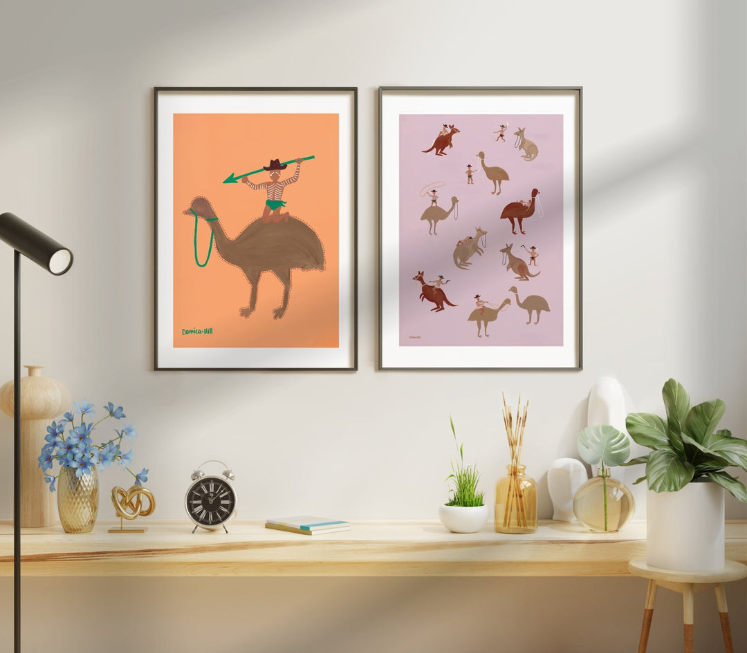 Set of 2 Deadly Riders & Feather Rider Indigenous Wall Art by Domica Hill wall - art - picture - poster