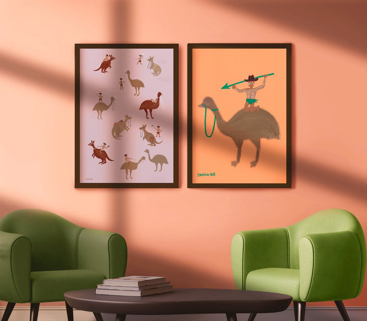 Set of 2 Deadly Riders & Feather Rider Indigenous Wall Art by Domica Hill wall - art - picture - poster