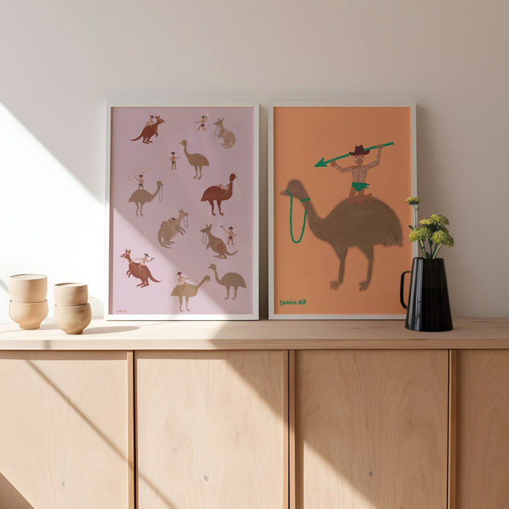 Set of 2 Deadly Riders & Feather Rider Indigenous Wall Art by Domica Hill wall - art - picture - poster