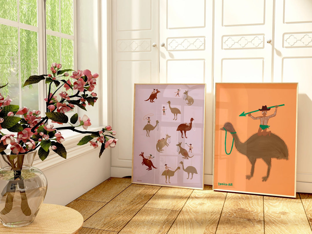 Set of 2 Deadly Riders & Feather Rider Indigenous Wall Art by Domica Hill wall - art - picture - poster