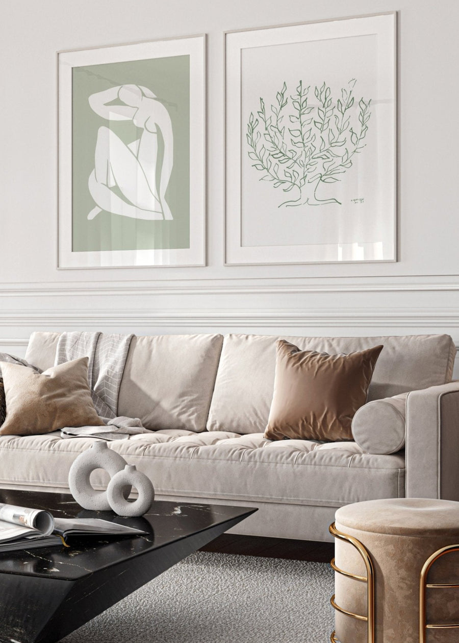 Set of 2 Green Henri Matisse Wall Art Prints