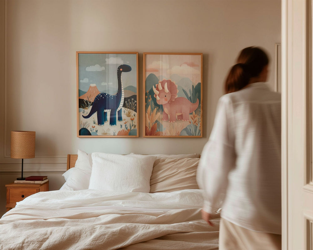 Set of 2 Kids Dinosaur Nursery Prints wall - art - picture - poster