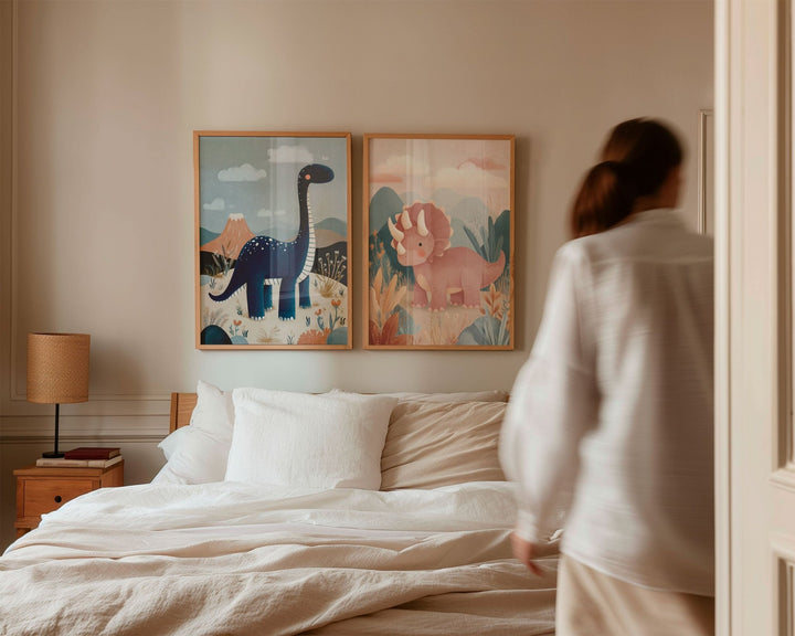 Set of 2 Kids Dinosaur Nursery Prints wall - art - picture - poster