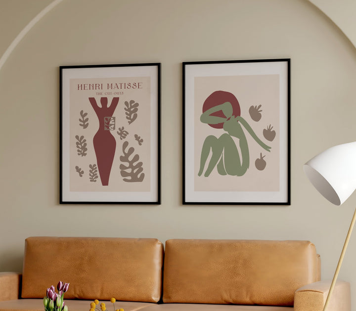 Set of 2 Olive Paper Femme by Henri Matisse wall - art - picture - poster