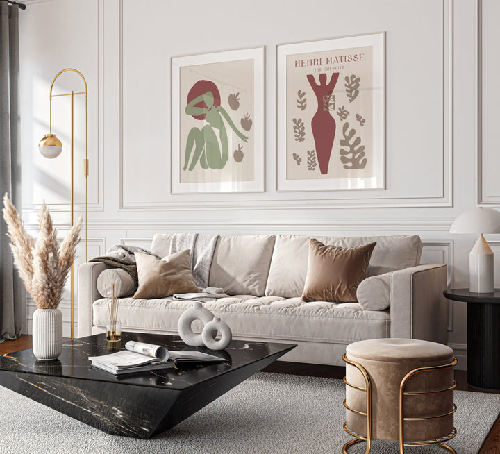 Set of 2 Olive Paper Femme by Henri Matisse wall - art - picture - poster