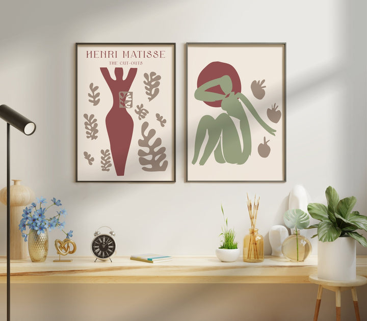 Set of 2 Olive Paper Femme by Henri Matisse wall - art - picture - poster