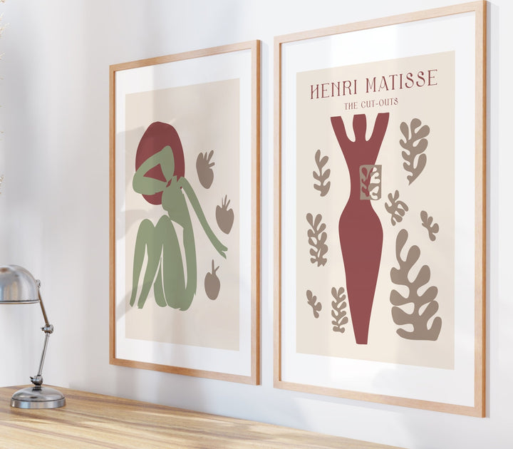 Set of 2 Olive Paper Femme by Henri Matisse wall - art - picture - poster
