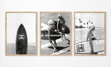 Set of 3 Chanel Surfer Girl Wall Art Photography - Style My Wall