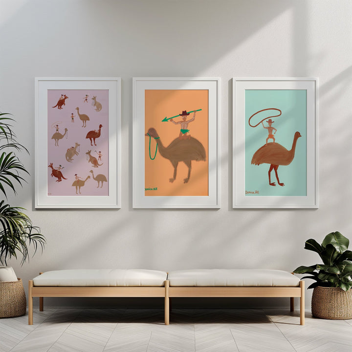 Set of 3 Deadly, Feather & Rope Indigenous Wall Art by Domica Hill wall - art - picture - poster