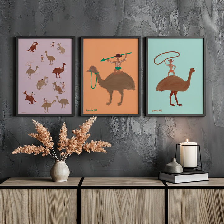 Set of 3 Deadly, Feather & Rope Indigenous Wall Art by Domica Hill wall - art - picture - poster