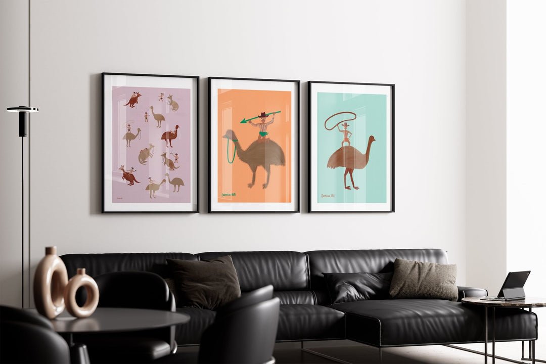 Set of 3 Deadly, Feather & Rope Indigenous Wall Art by Domica Hill wall - art - picture - poster