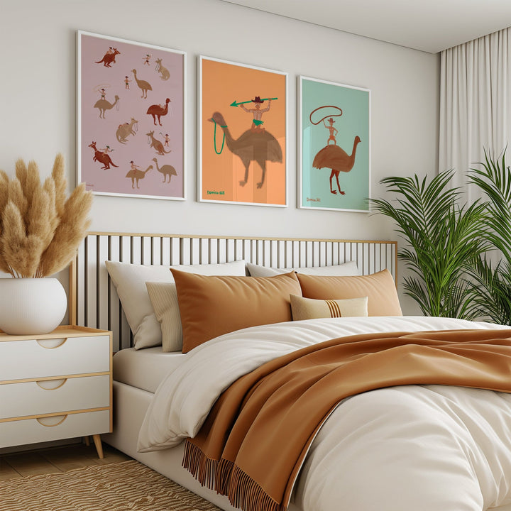 Set of 3 Deadly, Feather & Rope Indigenous Wall Art by Domica Hill wall - art - picture - poster