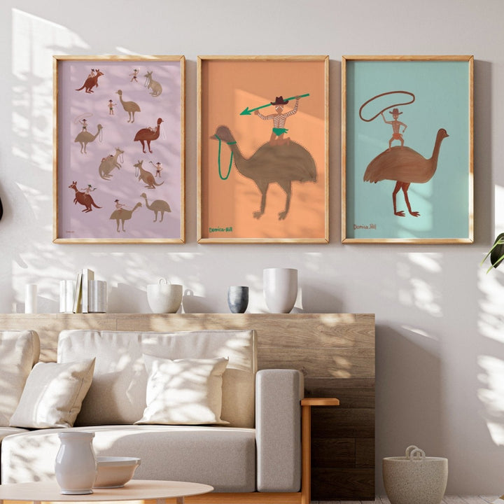 Set of 3 Deadly, Feather & Rope Indigenous Wall Art by Domica Hill wall - art - picture - poster