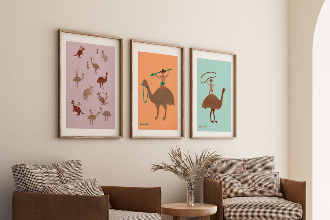 Set of 3 Deadly, Feather & Rope Indigenous Wall Art by Domica Hill wall - art - picture - poster