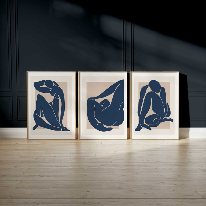 Set of 3 Henri Matisse Papier Decoupes Blue Wall Art - Style My Wall