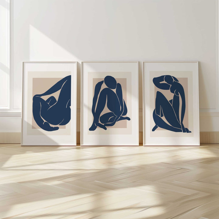 Set of 3 Henri Matisse Papier Decoupes Blue Wall Art - Style My Wall