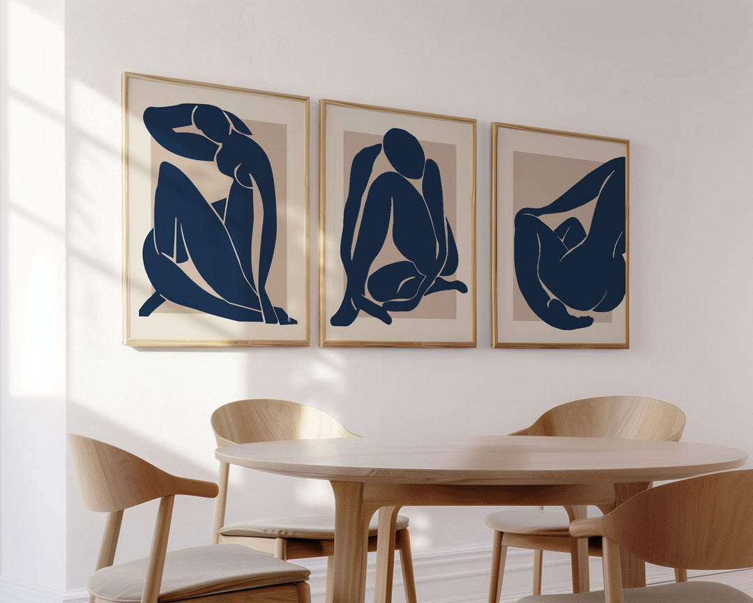 Set of 3 Henri Matisse Papier Decoupes Blue Wall Art - Style My Wall