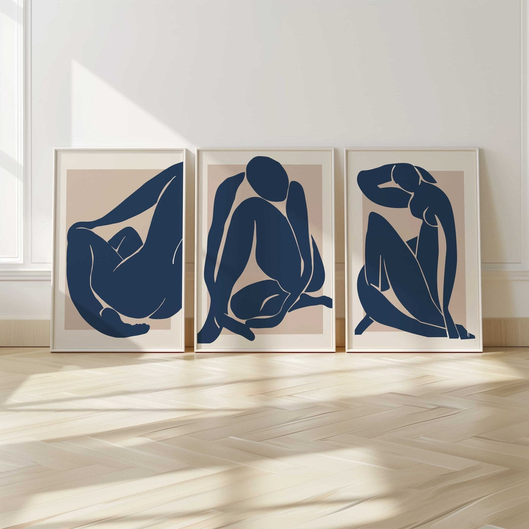 Set of 3 Henri Matisse Papier Decoupes Blue Wall Art - Style My Wall