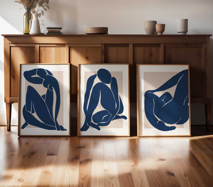 Set of 3 Henri Matisse Papier Decoupes Blue Wall Art - Style My Wall