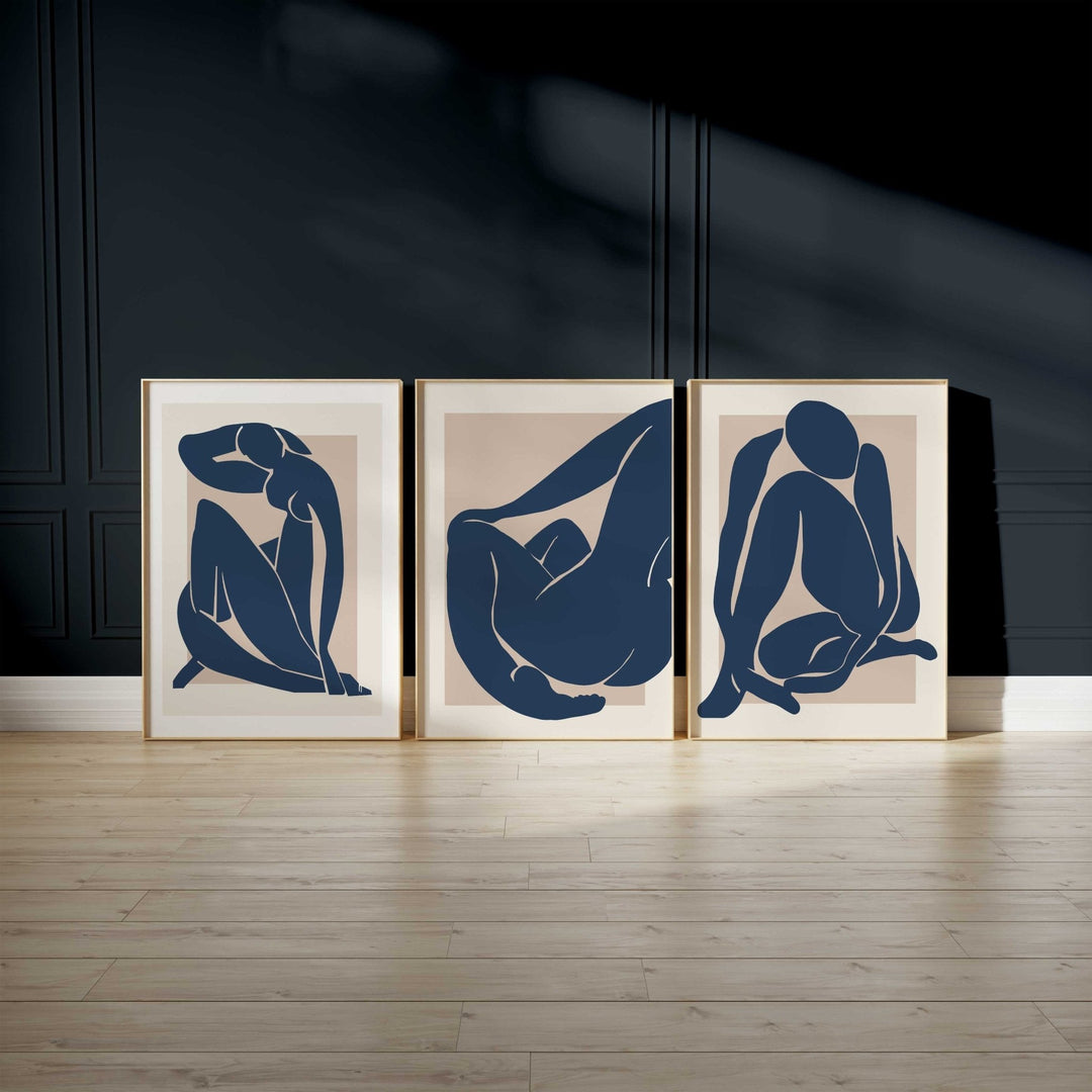 Set of 3 Henri Matisse Papier Decoupes Blue Wall Art - Style My Wall