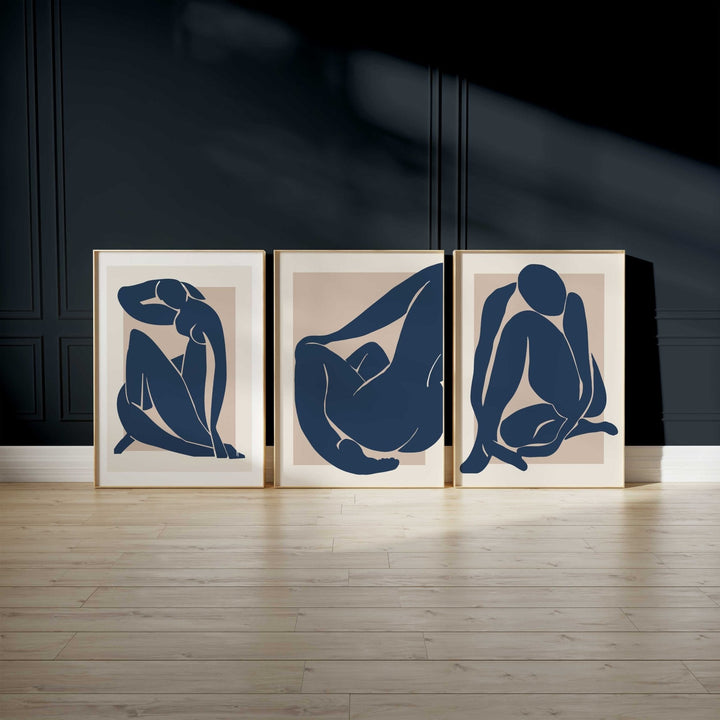 Set of 3 Henri Matisse Papier Decoupes Blue Wall Art - Style My Wall