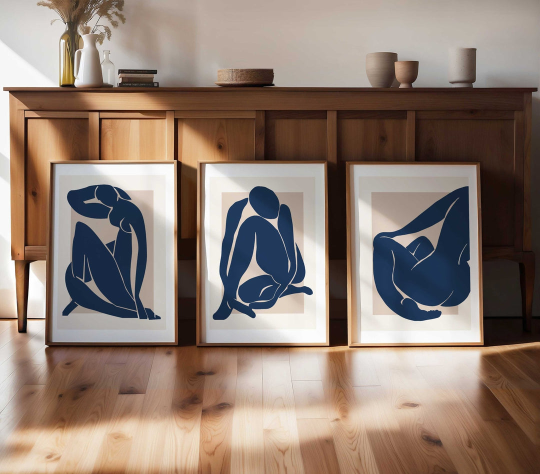 Set of 3 Henri Matisse Papier Decoupes Blue Wall Art - Style My Wall