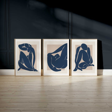 Set of 3 Henri Matisse Papier Decoupes Blue Wall Art - Style My Wall
