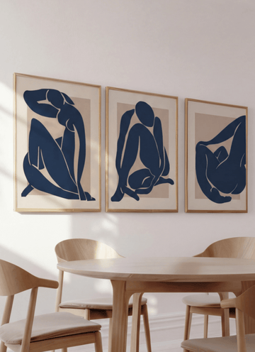 Set of 3 Henri Matisse Papier Decoupes Blue Wall Art wall - art - picture - poster