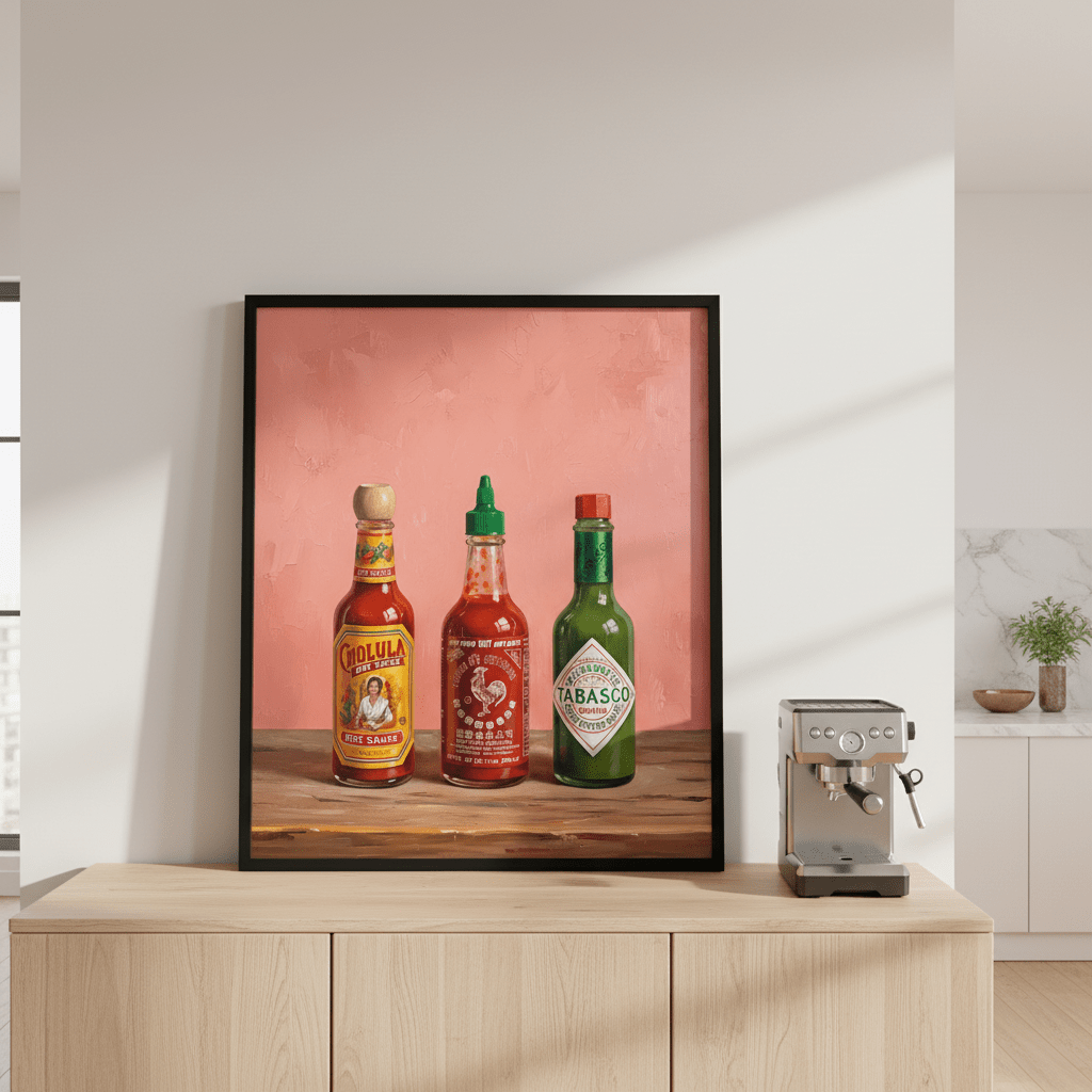 Set of Hot Sauce Illustration Painting Sketch wall - art - picture - poster