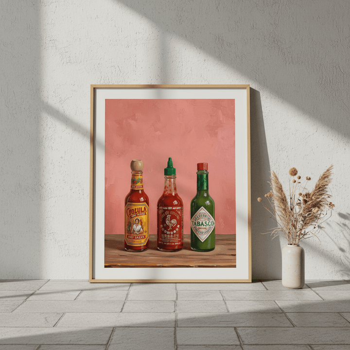 Set of Hot Sauce Illustration Painting Sketch wall - art - picture - poster