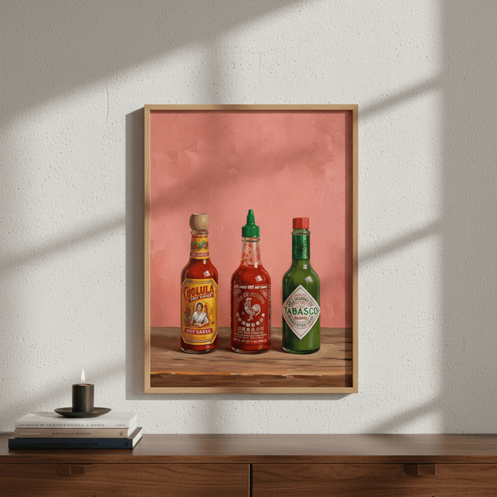 Set of Hot Sauce Illustration Painting Sketch wall - art - picture - poster