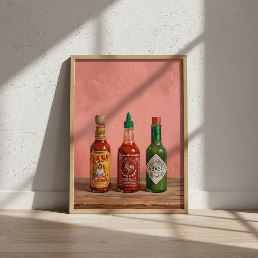 Set of Hot Sauce Illustration Painting Sketch wall - art - picture - poster