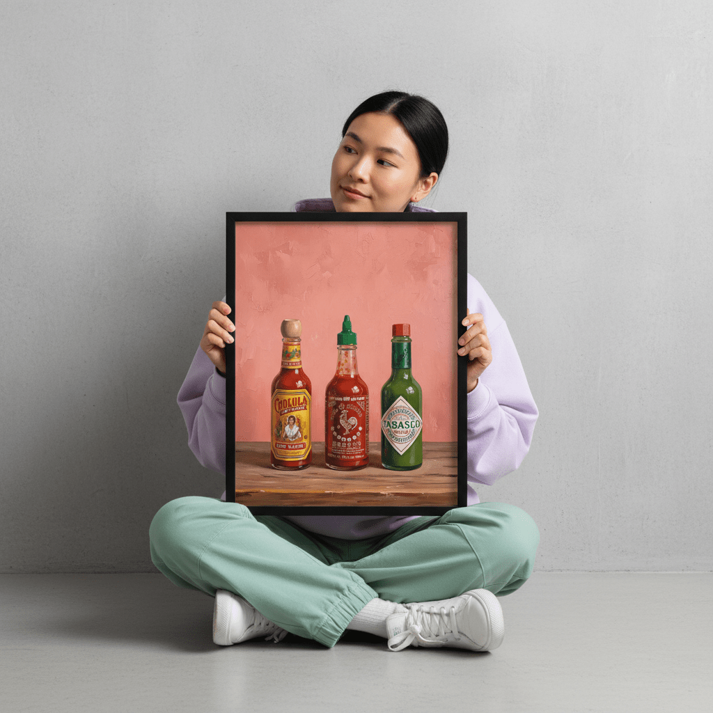 Set of Hot Sauce Illustration Painting Sketch wall - art - picture - poster