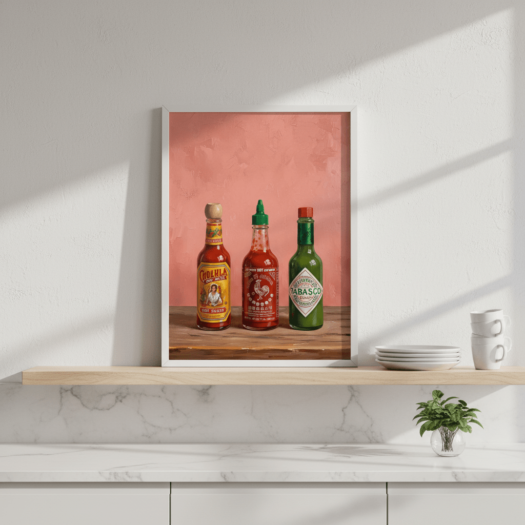 Set of Hot Sauce Illustration Painting Sketch wall - art - picture - poster