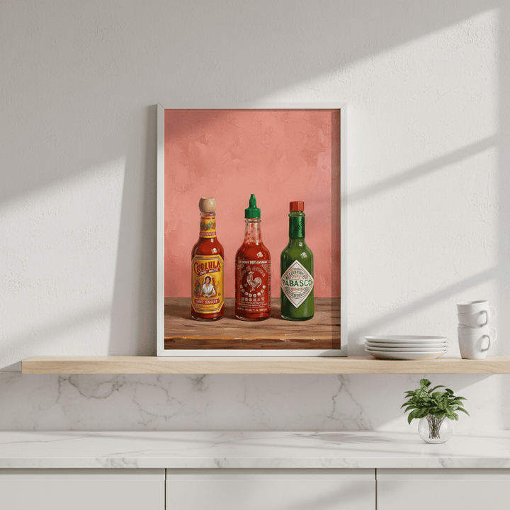 Set of Hot Sauce Illustration Painting Sketch wall - art - picture - poster
