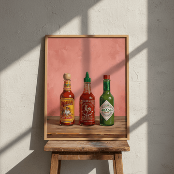 Set of Hot Sauce Illustration Painting Sketch wall - art - picture - poster