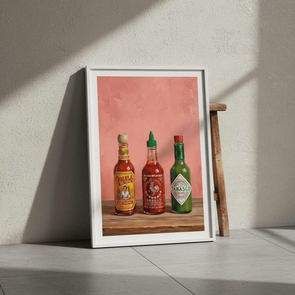 Set of Hot Sauce Illustration Painting Sketch wall - art - picture - poster