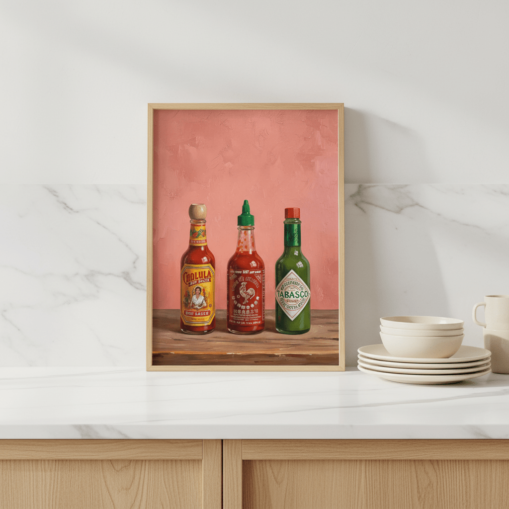 Set of Hot Sauce Illustration Painting Sketch wall - art - picture - poster